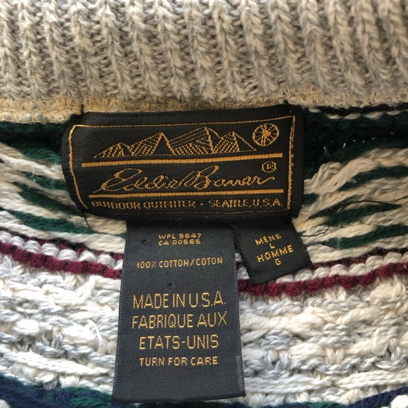 EDDIE BAUER GRANDPA SWEATER COOGI LIKE PATTERN MENS SZ LARGE USA VINTAGE - Picture 8 of 10